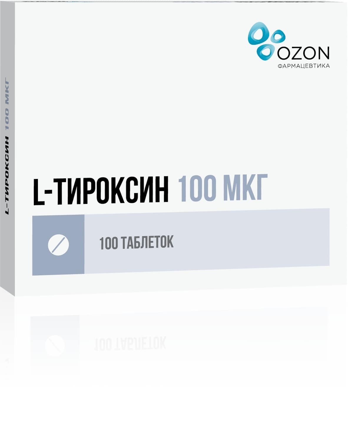 Изображение товара L-тироксин таблетки 100мкг 100шт для лечения заболеваний щитовидной железы