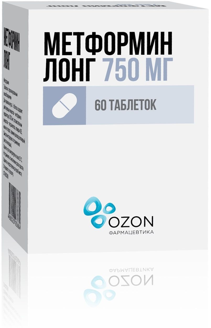 Изображение товара Метформин Лонг таблетки 750мг 60шт - эффективное средство для контроля сахара в крови