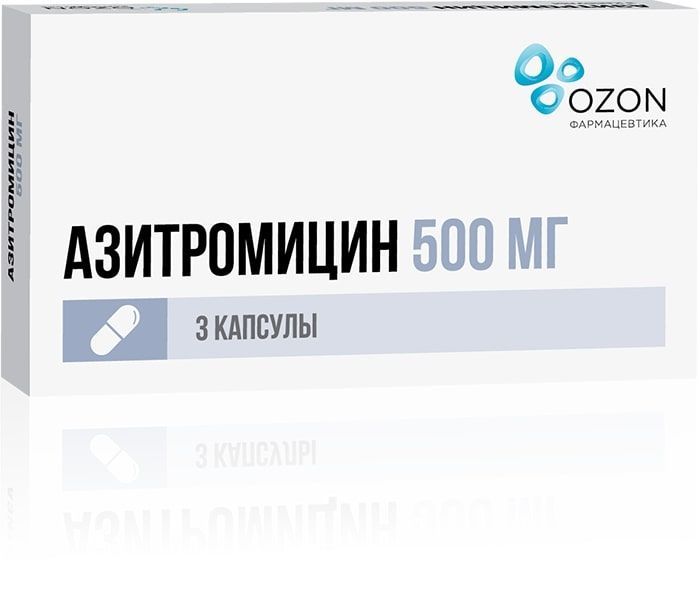Изображение товара Азитромицин капсулы 500мг 3 шт - антибиотик широкого спектра действия