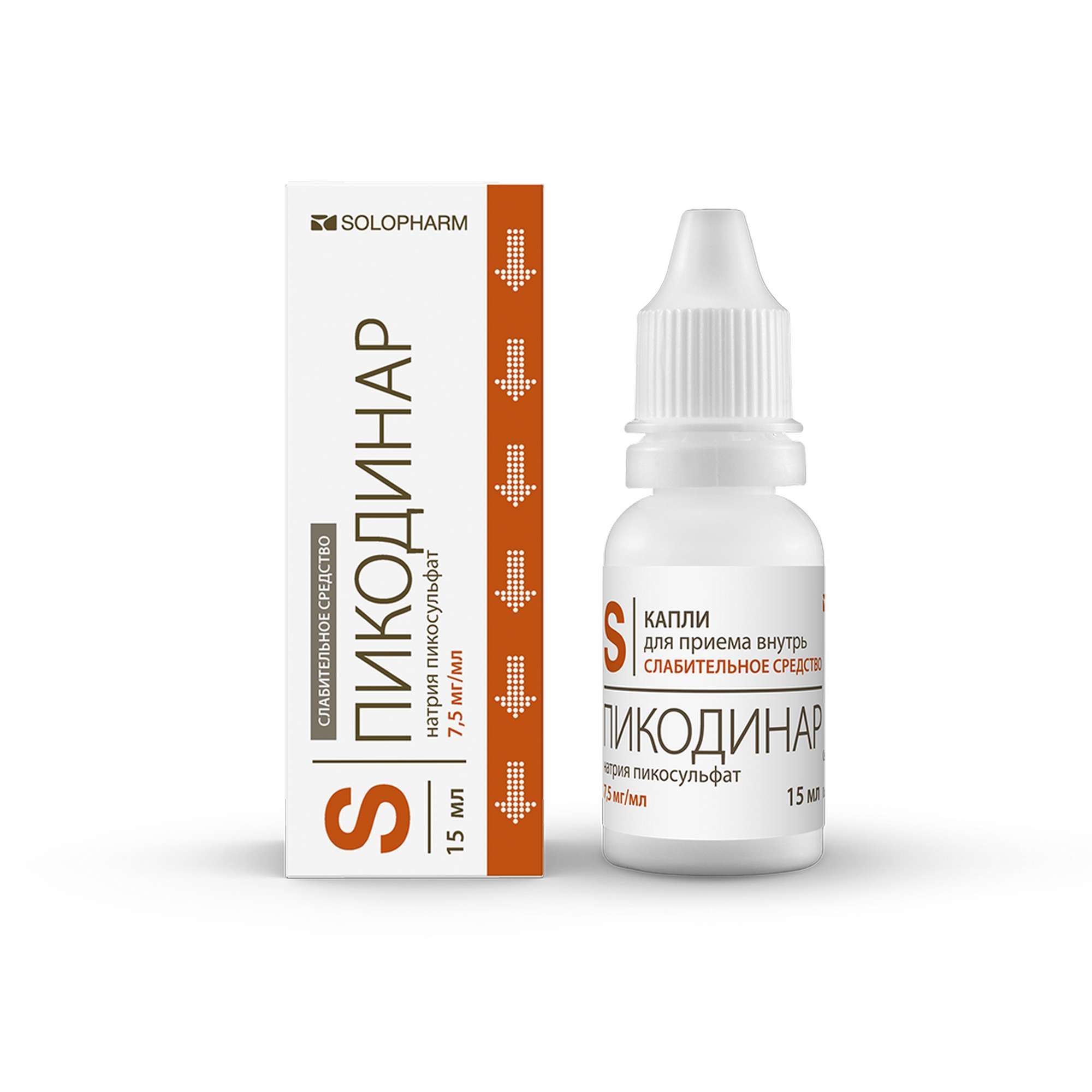 Изображение товара Пикодинар капли для внутрь 7,5 мг/мл 15 мл Средство от запора