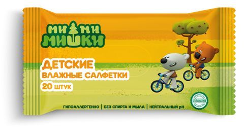 Изображение товара Салфетки влажные детские Ми-ми-мишки 20 шт.