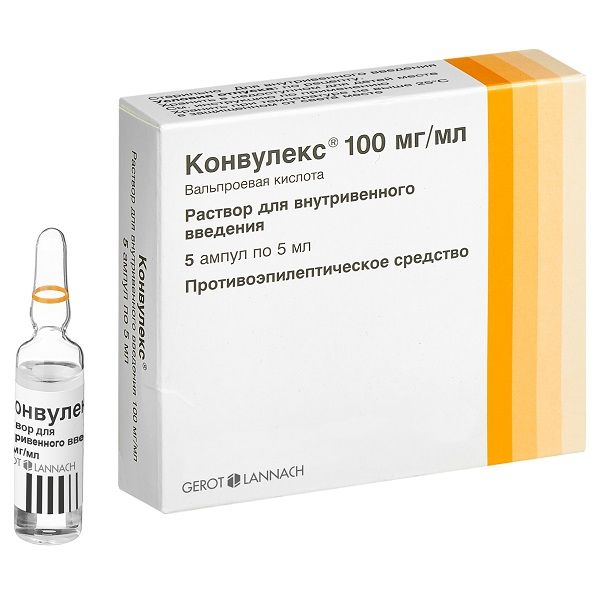 Изображение товара Конвулекс раствор для в/в введения 100мг/мл 5мл 5 шт противоэпилептическое средство