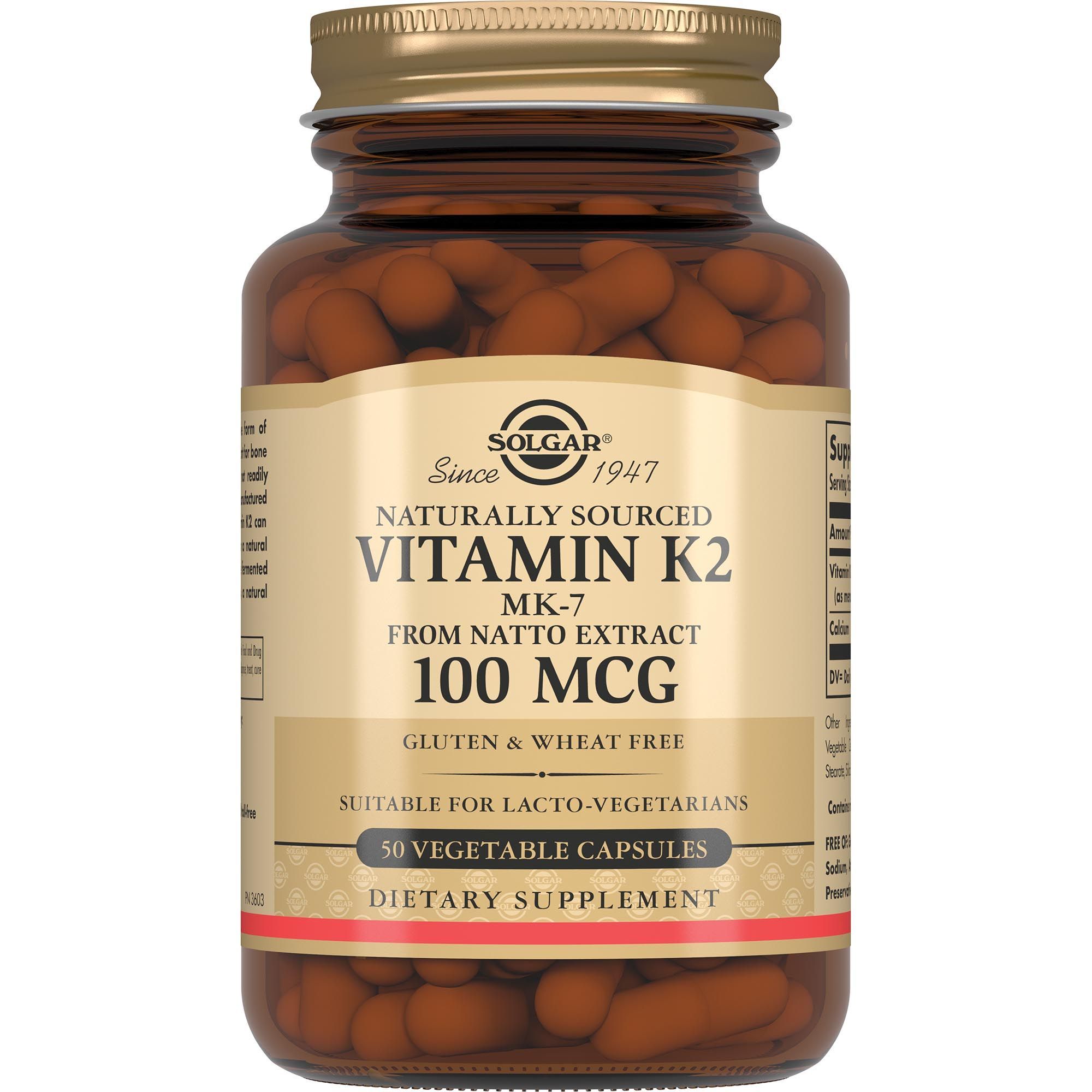 Изображение товара Витамин К2 Натуральный Solgar капсулы 100мкг 50 шт для костей и сердца