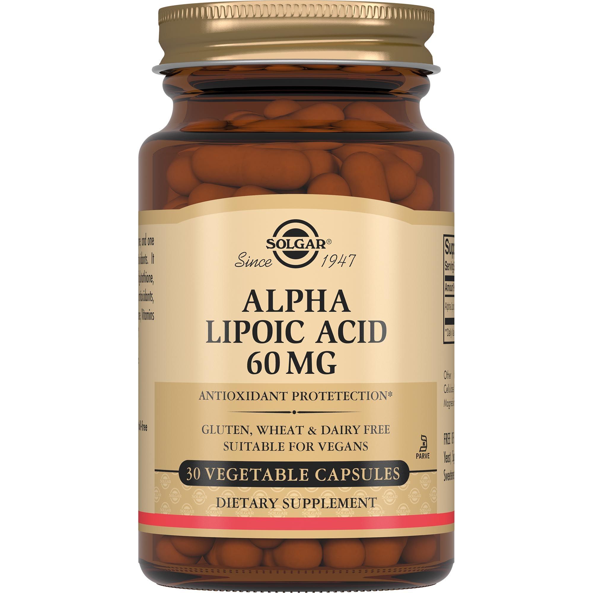 Изображение товара Альфа-липоевая кислота 60мг Solgar капсулы 30 шт для энергии и Anti-Age