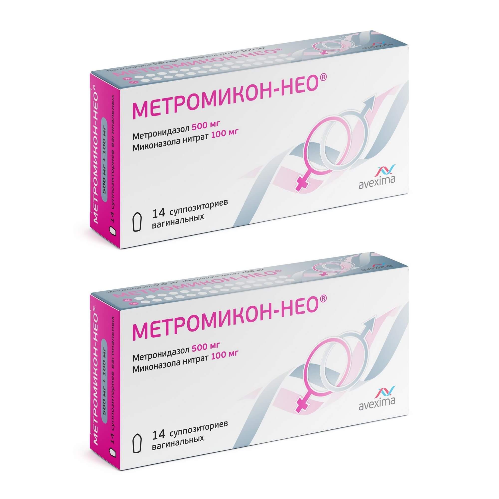 Изображение товара Суппозитории 2Х Метромикон-Нео для вагинального применения 500мг+100мг