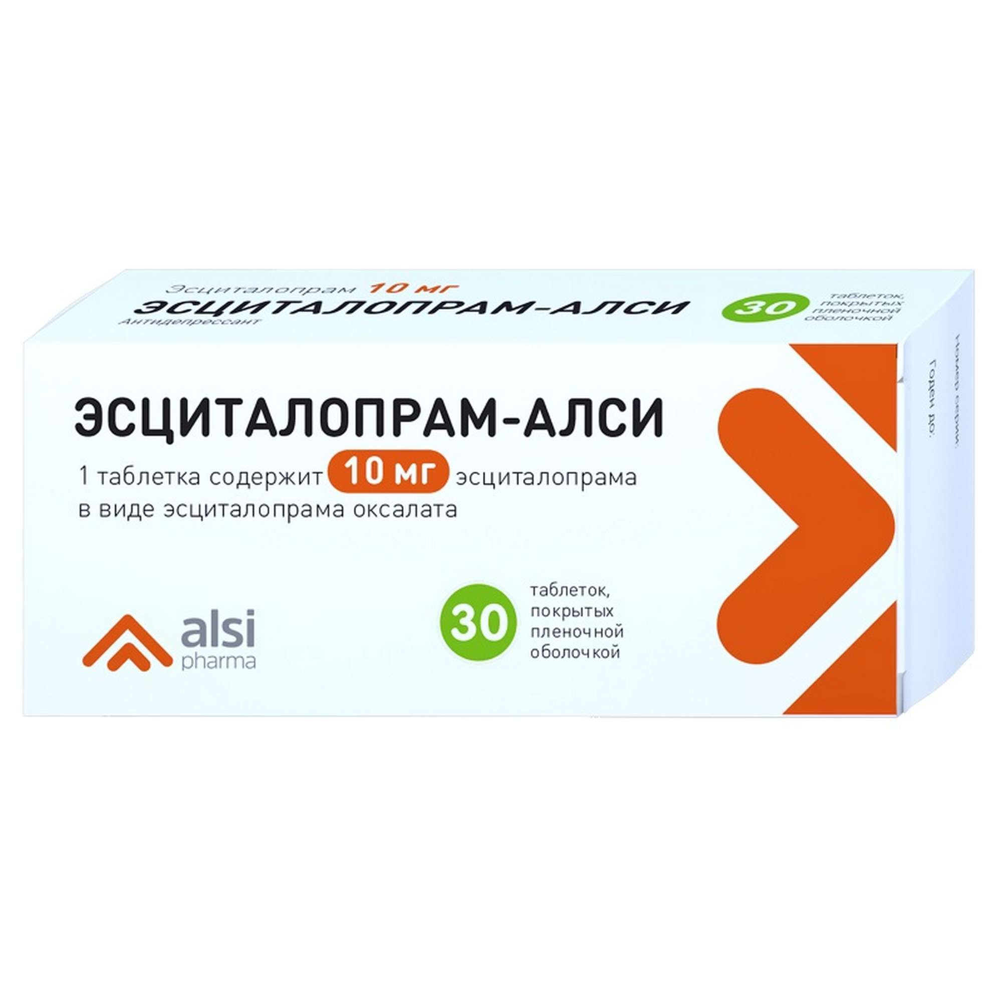 Изображение товара Эсциталопрам-Алси таблетки п/о плен. 10мг 30шт