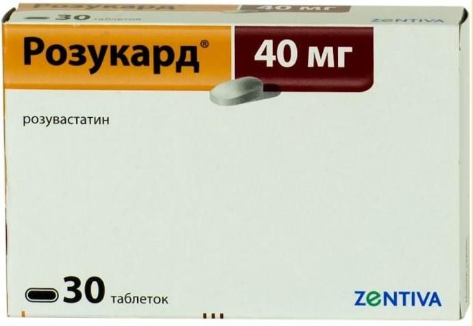 Изображение товара Розукард таблетки, покрытые пленочной оболочкой 40мг 30шт