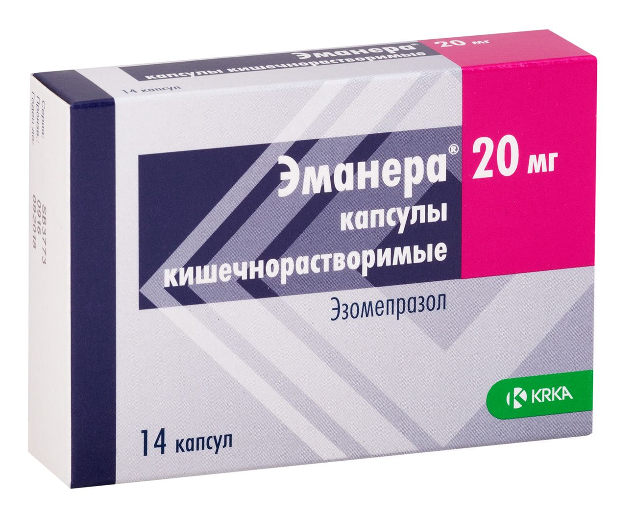 Изображение товара Эманера капсулы кишечнорастворимые 20мг 14шт