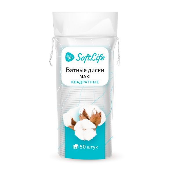 Изображение товара Ватные диски мягкие Макси SoftLife №50 гипоаллергенные Большие
