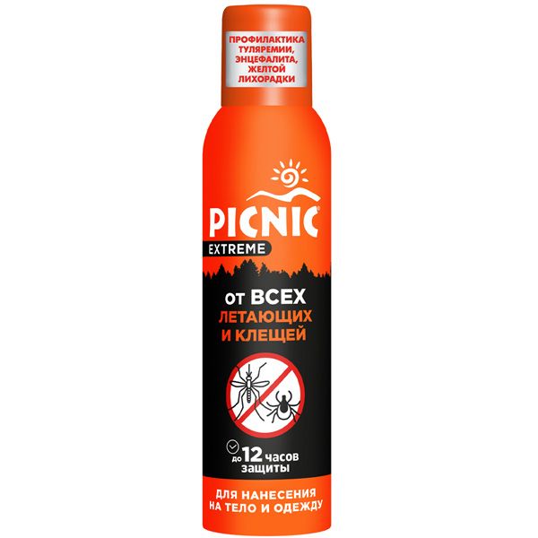 Изображение товара Аэрозоль от всех видов летающих кровососущих насекомых и клещей Экстрим Picnic/Пикник 150мл