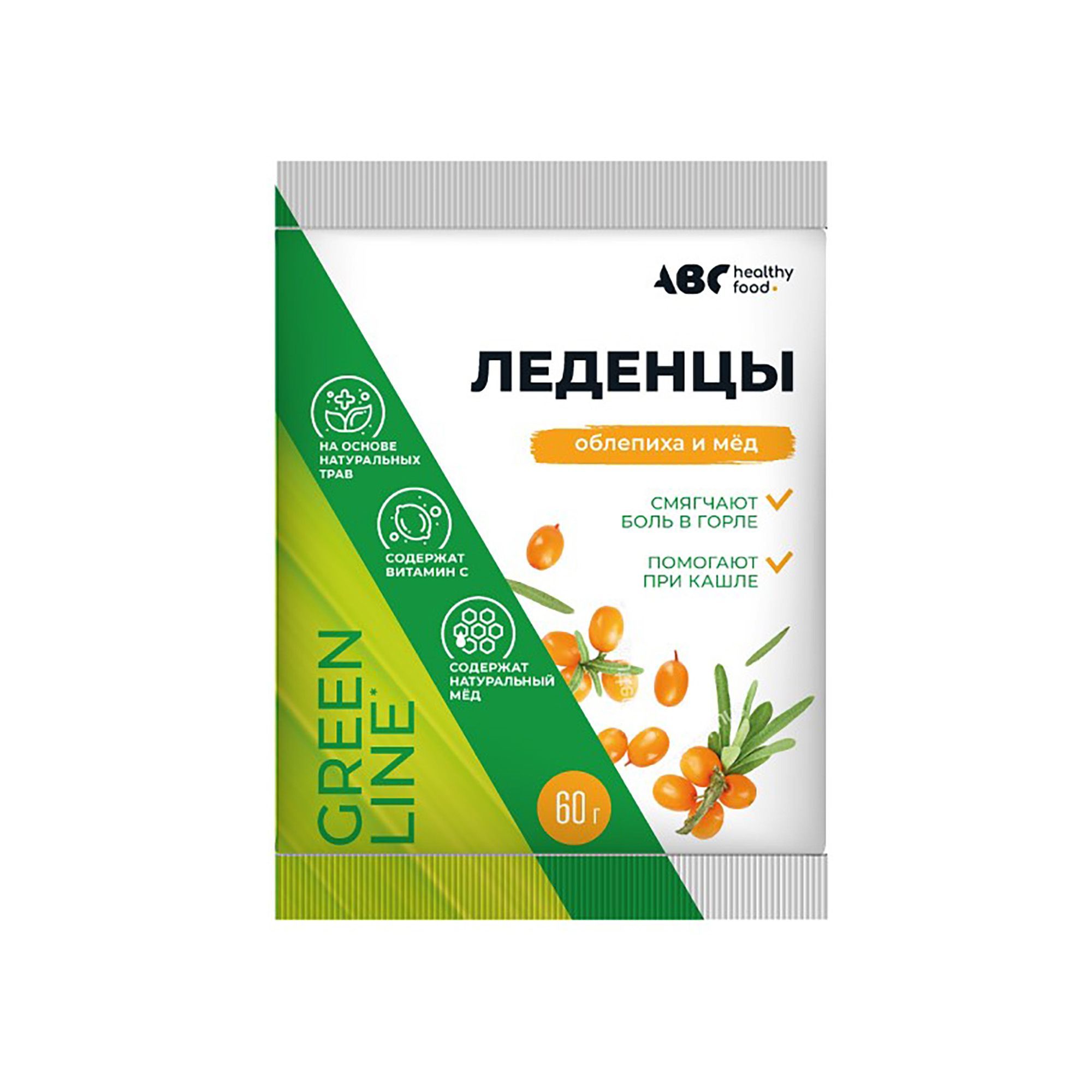 Изображение товара Леденцовая карамель с витамином С облепиха и мед ABC Healthy Food 60г