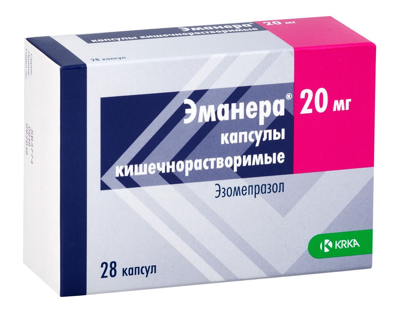Изображение товара Эманера 20 мг кишечнорастворимые капсулы 28 шт для лечения ГЭРБ язвы желудка