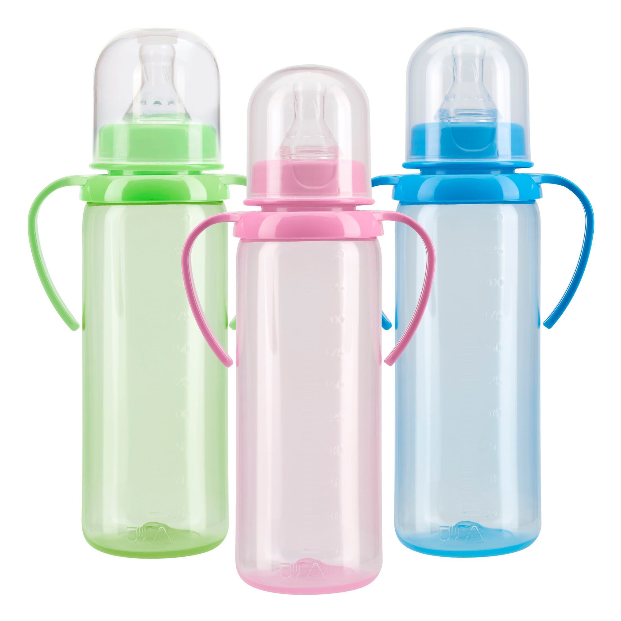 Изображение товара Бутылочка для кормления с ручками и силиконовой молочной соской с 6 мес. Курносики 250мл (11133)