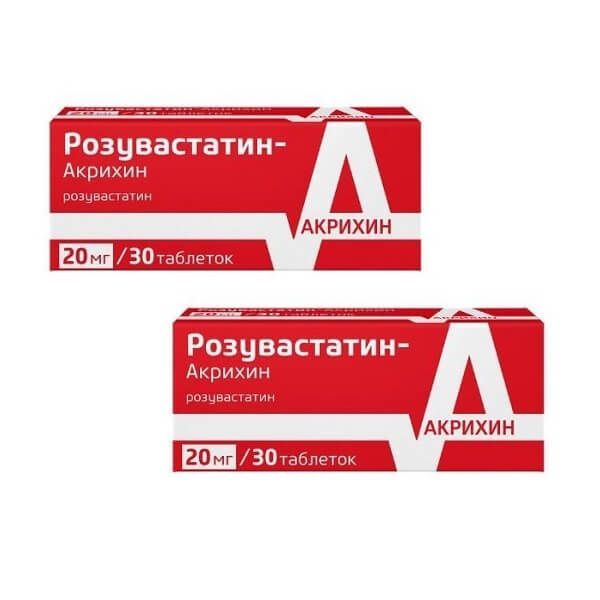 Изображение товара Розувастатин-Акрихин 20 мг таблетки №30 для снижения холестерина