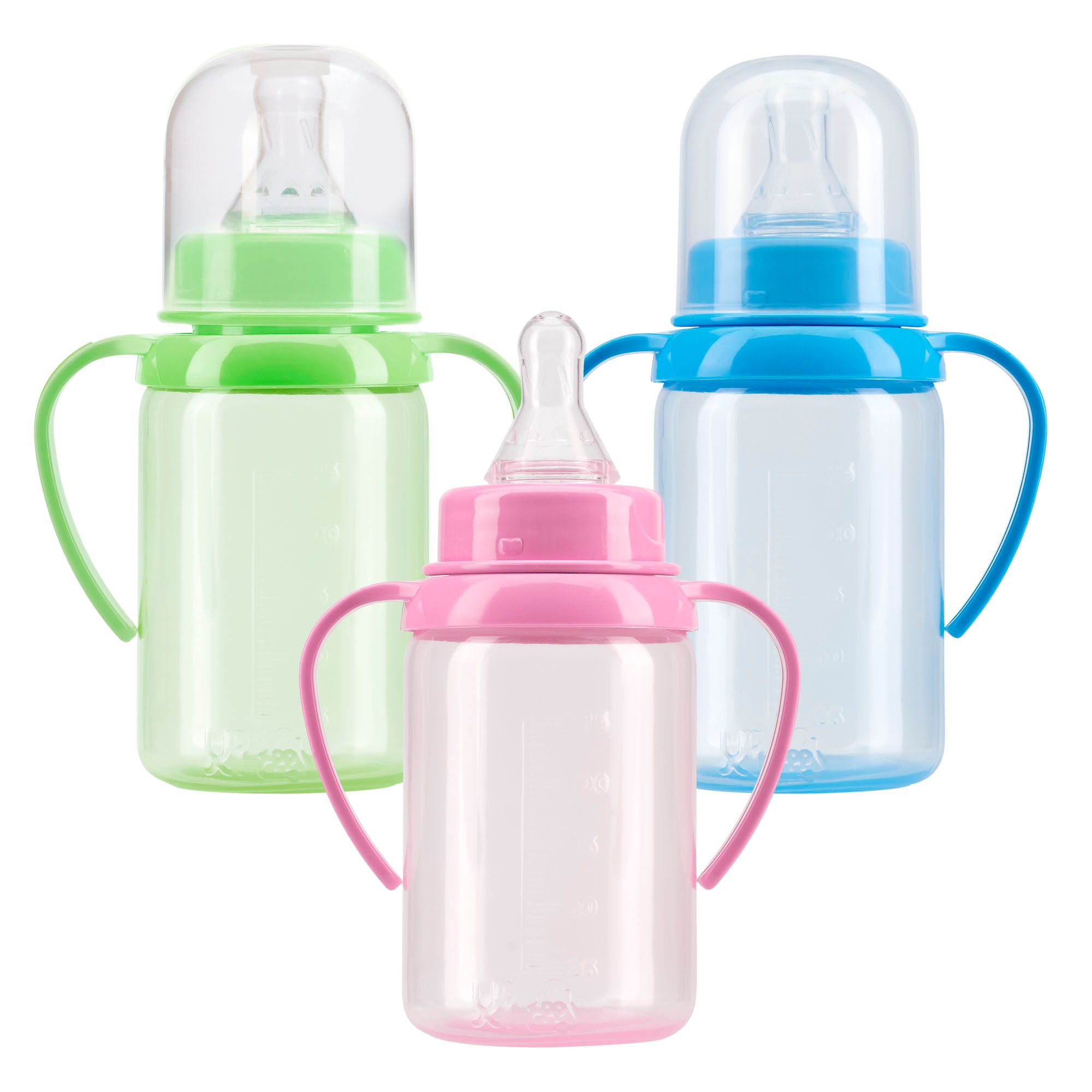 Изображение товара Бутылочка для кормления с ручками и силиконовой молочной соской с 6 мес. Курносики 125мл (11134)