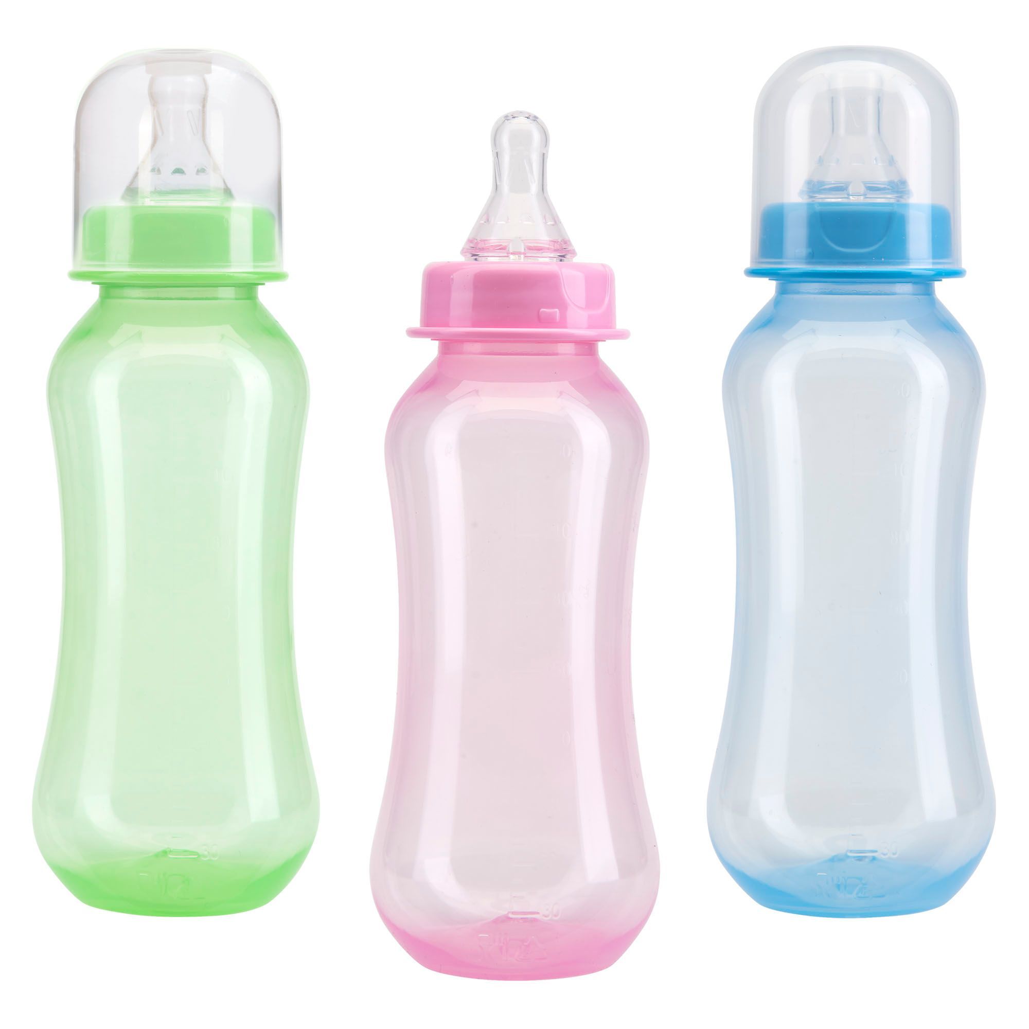 Изображение товара Бутылочка для кормления приталенная с силиконовой молочной соской 0 мес. Курносики 250мл (11131)