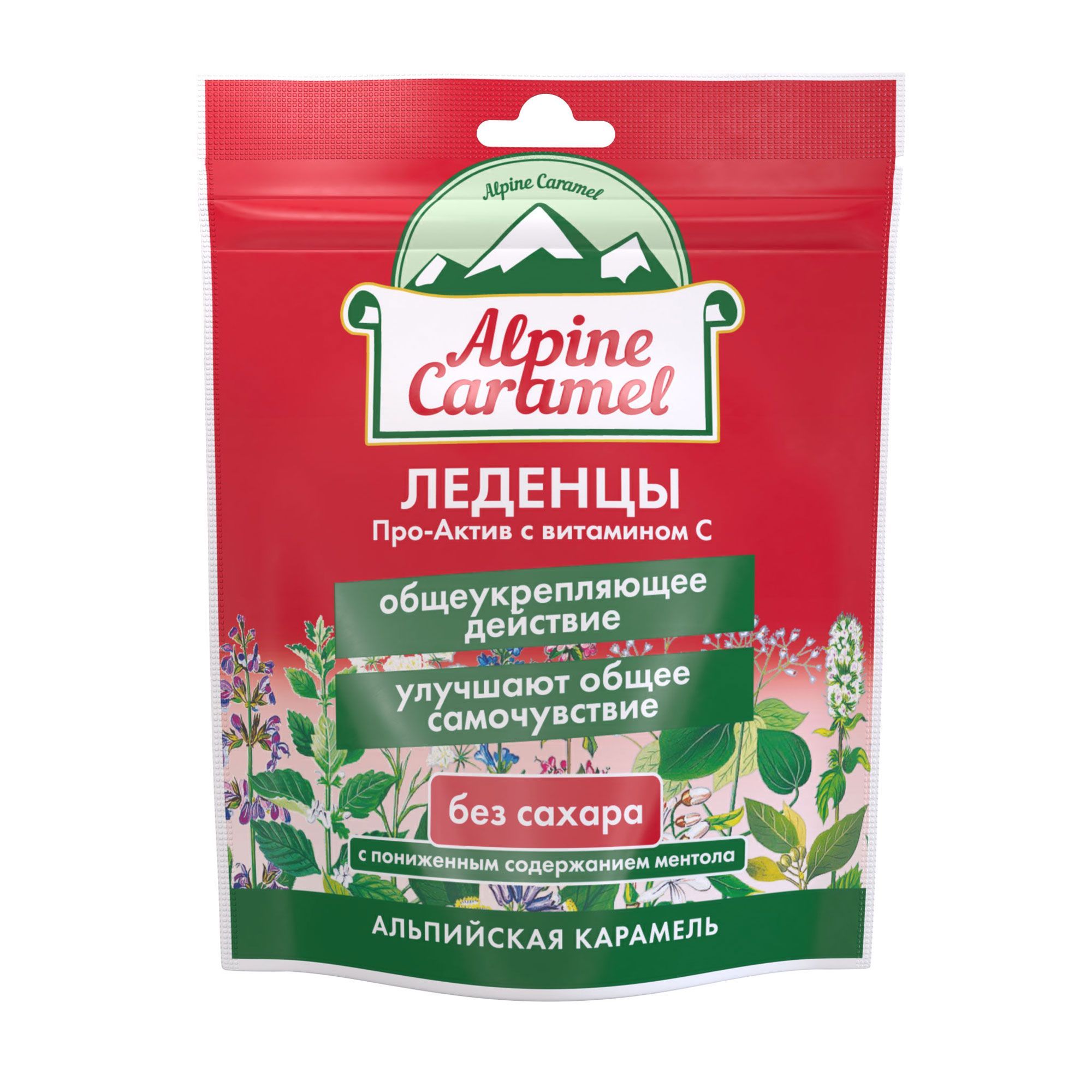 Изображение товара Альпийская карамель с витамином С без сахара Про-Актив Alpine Caramel леденцы пак. 75г