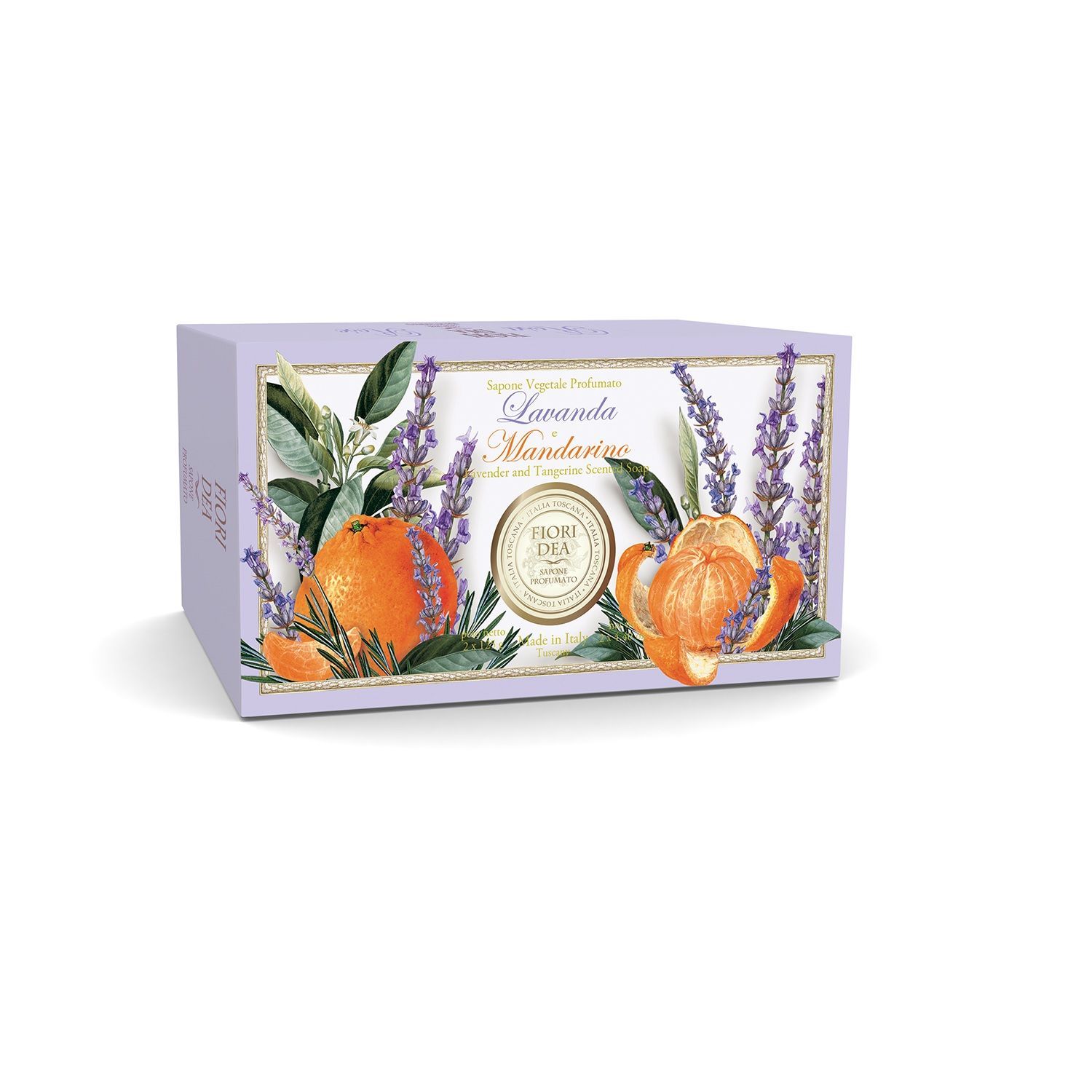 Изображение товара Мыло кусковое лаванда и мандарин Fiori Dea 125г 2 шт ароматное натуральное