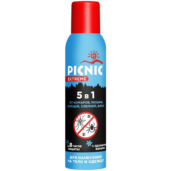 Изображение товара Аэрозоль от клещей и комаров 5 в 1 Экстрим Picnic/Пикник 150мл