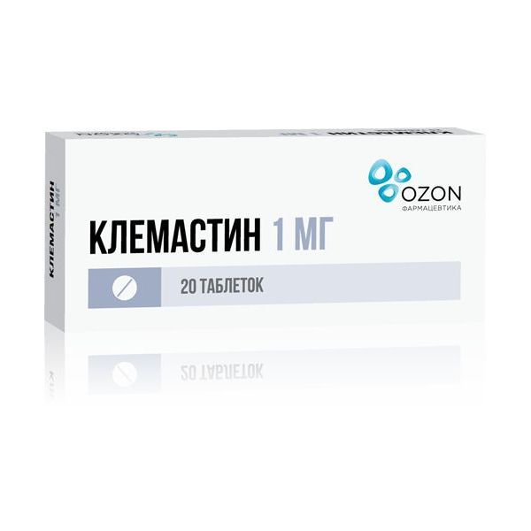 Изображение товара Клемастин таблетки 1 мг 20 шт для лечения аллергии и дерматозов