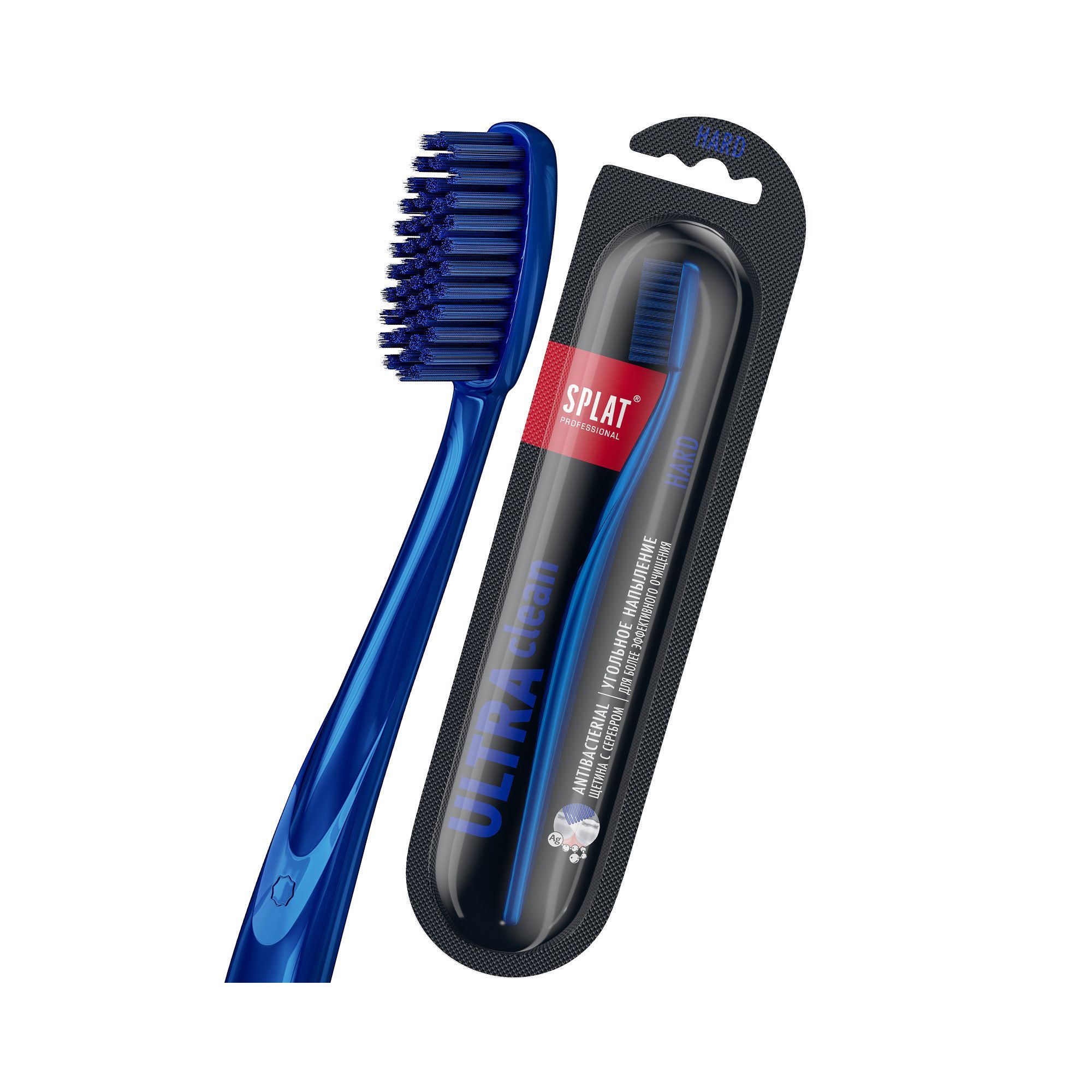 Изображение товара Щетка зубная жесткая инновационная с серебром и угольным напылением Ultra Clean Splat