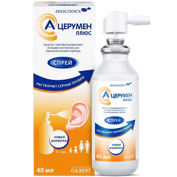 Средство для промывания ушного прохода А-Церумен Плюс спрей 40мл 1045₽