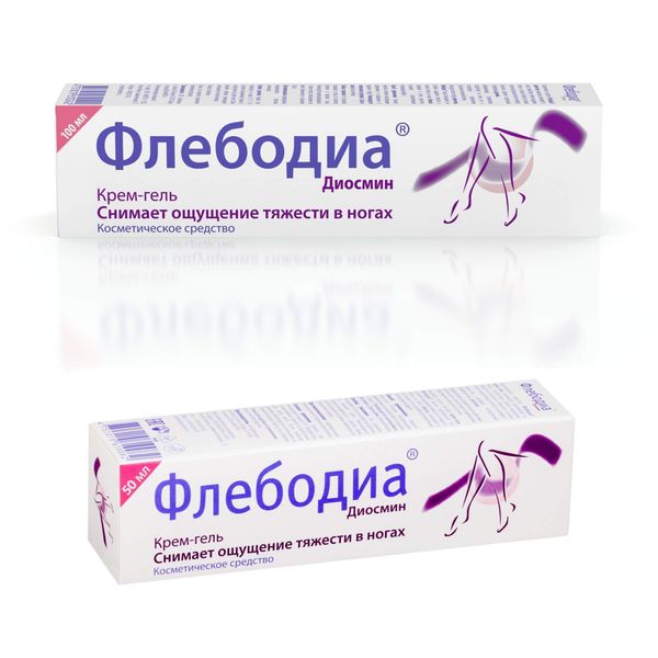 1X Крем-гель для ног Флебодиа 50мл + 1X Крем-гель для ног Флебодиа 100мл