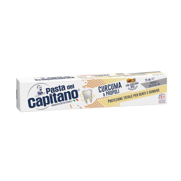 Купить Паста зубная комплексная защита куркума и прополис Pasta del Capitano туба 75мл, Farmaceutici Dottor Ciccarelli S.P.A, Италия
