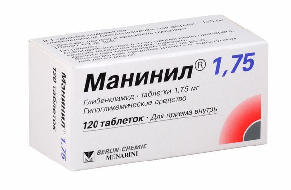 Манинил 1,75 таблетки 1,75мг 120шт