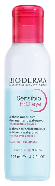 Средство мицеллярное двухфазное для чувствительной кожи глаз и губ Н2О Sensibio Bioderma/Биодерма 125мл комплект двухфазное средство для снятия макияжа с глаз swiss image 150 мл х 2 шт