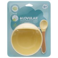 Умная тарелка и ложка лимонный Lovular/Ловулар миниатюра фото №6