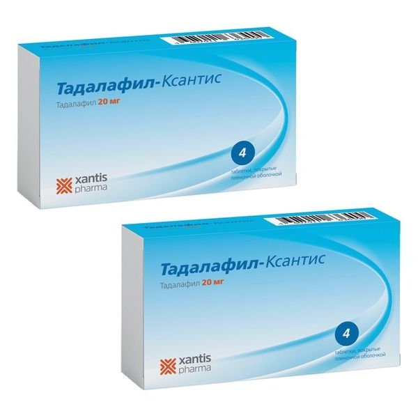 2Х Тадалафил-Ксантис таблетки п/о плен. 20мг 4шт