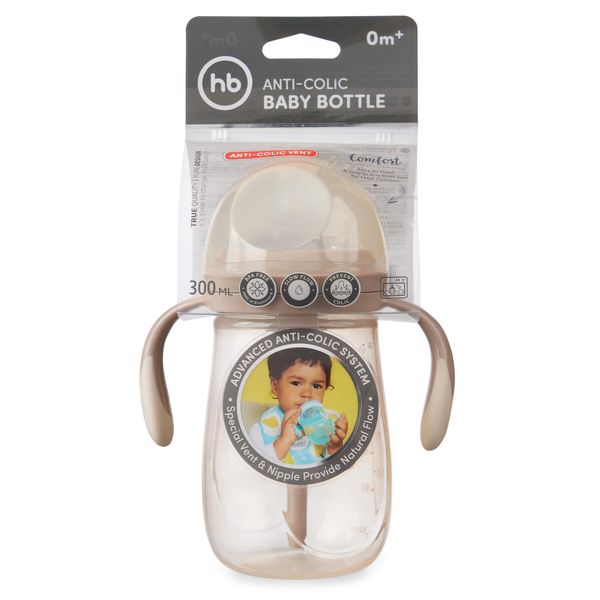 Бутылочка антиколиковая с ручками и силиконовой соской молочный Happy Baby/Хэппи Беби 300мл Ningbo Raffini Import & Export CO.,LTD