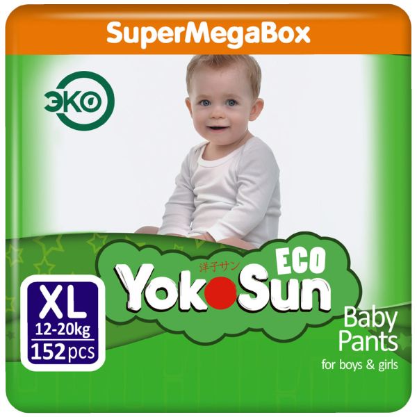 Подгузники-трусики детские Eco Megabox YokoSun 12-20кг 152шт р.XL