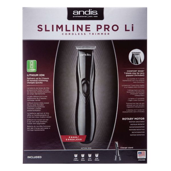 Триммер для стрижки волос аккумуляторный-сетевой 4 насадки 2,45W D-8 Slimline Pro Andis 0,1мм