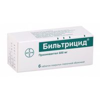 Бильтрицид таблетки п/о плен. 600мг 6шт
