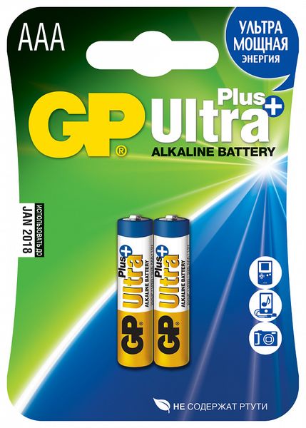 Батарейка алкалиновая GP (Джи пи) Ultra Plus AAA LR03 1,5V 2 шт. фото №7
