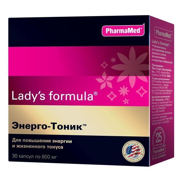 Витамины для женщин Энерго-Тоник Ladys formula/Ледис формула капсулы 800мг 30шт