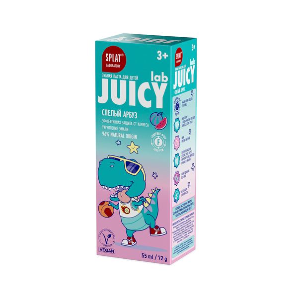 Паста зубная детская со фтором вкус арбуза Juicy Lab Splat/Сплат 72г фото №2