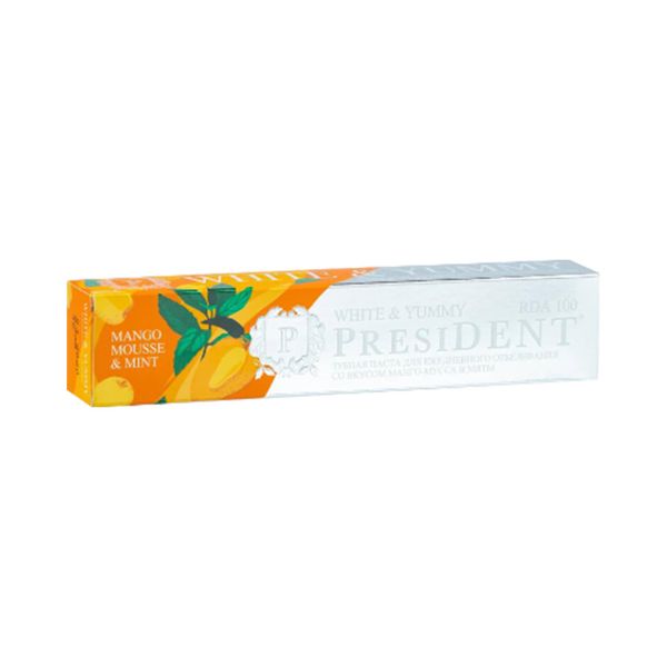 Паста зубная President/Президент white & yummy манго-мусс с мятой туба 75г фото №3