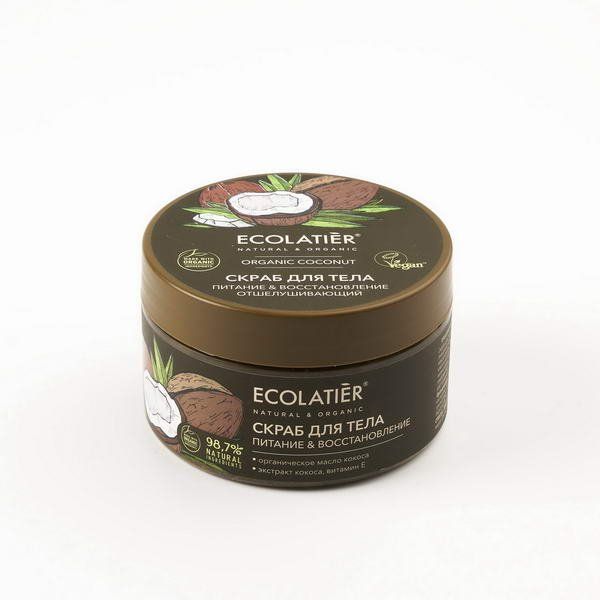 Скраб для ног Питание и Восстановление Organic Coconut Ecolatier Green 100мл фото №4