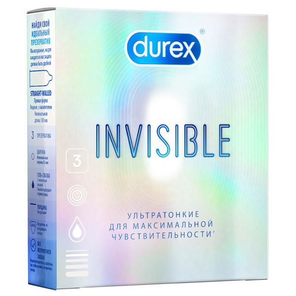 Презервативы Durex (Дюрекс) Invisible 3 шт. Рекитт Бенкизер Хелскэр Лтд 574913 Презервативы Durex (Дюрекс) Invisible 3 шт. - фото 1