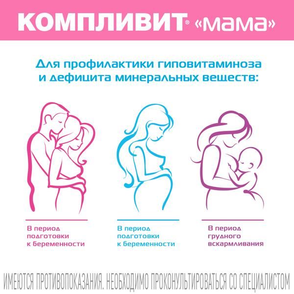 Компливит Мама для беременных и кормящих женщин таблетки п/о плён. 60шт фото №2