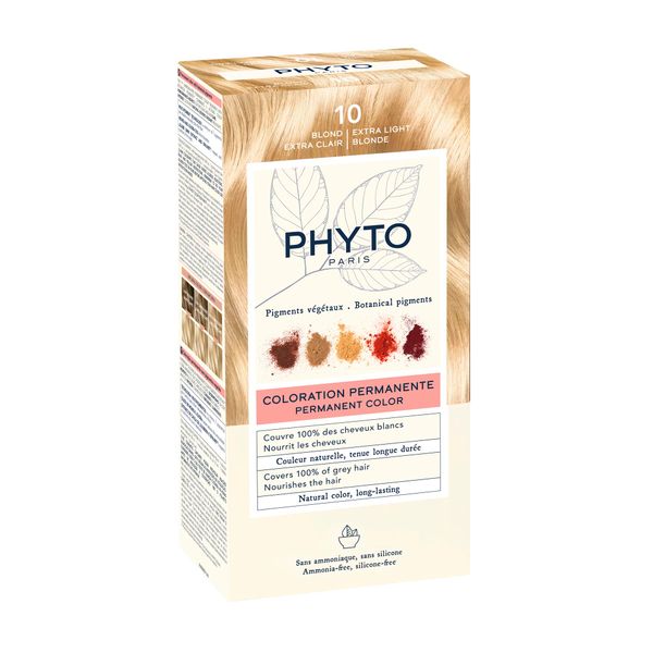 Набор Phyto/Фито: Краска-краска для волос 50мл тон 10 Экстра-светлый блонд+Молочко 50мл+Маска-защита цвета 12мл+Перчатки