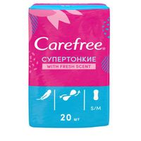 Прокладки ежедневные супертонкие свежий аромат Carefree/Кэфри fresh scent 20шт (инд уп)