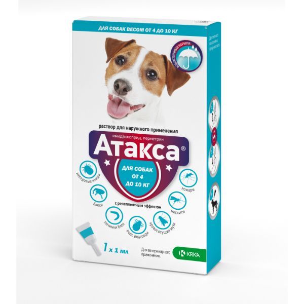цена Атакса капли на холку для собак от 4 до 10кг 1мл