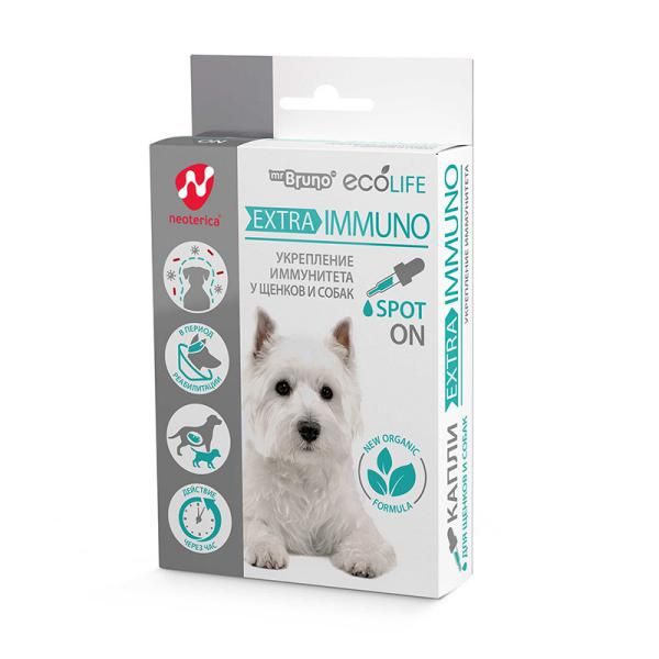 Арома-капли Иммунотерапия для щенков и собак Mr. Bruno Ecolife 10мл намордник для собак гамма кожанный для щенков
