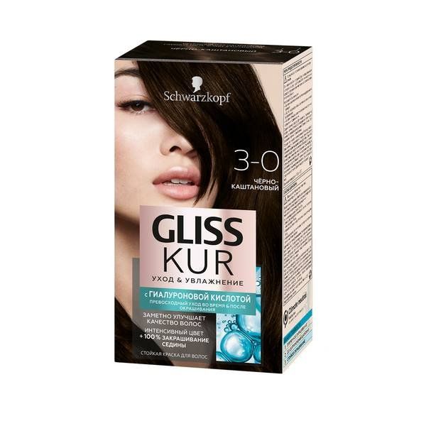 Краска для волос 3-0 черно-каштановый Gliss Kur/Глисс Кур 142,5мл фото №2