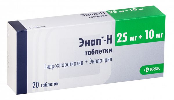 Энап-H таблетки 25мг+10мг 20шт