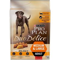 Корм сухой для взрослых собак средних и крупных пород, с высоким содержанием говядины Pro Plan Duo Delice 2,5кг